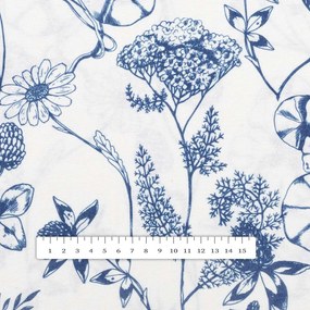 Biante Dekoračný oválny obrus PML-060 Modré lúčne kvety na bielom 140x200 cm