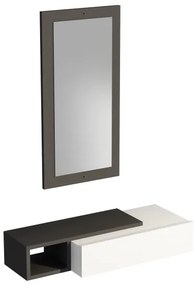 Nástenná polica + nástenné zrkadlo VIEN biela/antracit
