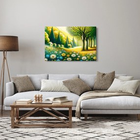Obraz - Dedina v žlto-zelenej (90x60 cm)