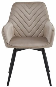 Set dvoch jedálenských otočných stoličiek NANA360 zamatové, tmavobéžové (čierne nohy) 2 ks