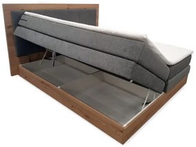 Boxspringová posteľ JASMINE 180x200 cm, sivá, s matracmi, topperom a úložným priestorom