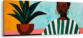 Obraz - Žena s kvetinou (120x50 cm)