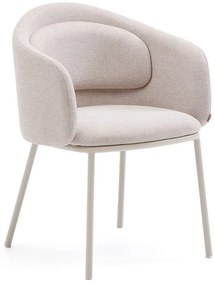 Béžové čalúnené jedálenské kreslo s podrúčkami Minda – Kave Home