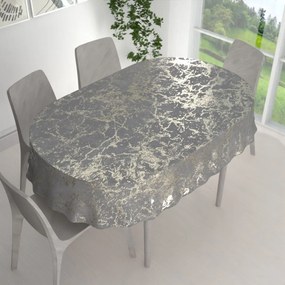 Biante Zamatový oválny obrus Isabela IBL-015 Zlatý mramor na svetlo sivom 140x180 cm
