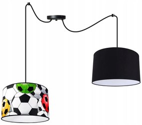 Detské závesné svietidlo Soccer Spider, 2x textilné tienidlo so vzorom (mix 6 farieb), (výber z 2 farieb konštrukcie)
