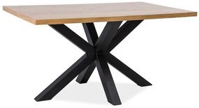 Čierny jedálenský stôl s dubovou doskou CROSS 150x90