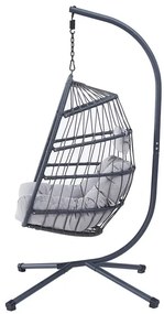 Autronic BONTEC Závesné kreslo, kov, polyratan, sivá, AZ-V1269 GREY Farba: Šedá