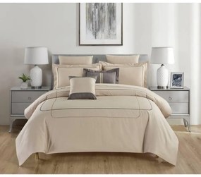 Béžové obliečky na dvojlôžko/predĺžené z bavlny Renforcé s plachtou/6-dielne 240x220 cm Calm of Lines – Mila Home Luxury