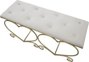 Lavica Srdce 105 cm zamat zlatá/krémová