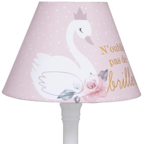 Atmosphera Créateur d'intérieur Detská nočná lampa Princess Labuť s látkovým tienidlom a borovicovým podstavcom