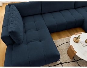 Tmavomodrá rozkladacia/s úložným priestorom rohová pohovka (ľavý roh/do tvaru "U") Fuji – Bobochic Paris