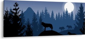 Obraz - Svorka vlkov za splnu (120x50 cm)