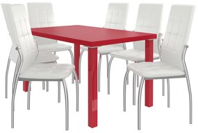 Jedálenský set 1 + 6 Belini červený / biele Loreno LOR/0/ZES/R/6W