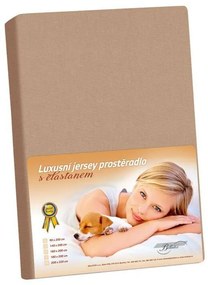 Jersey prestieradlo s elastanom, káva, 160 x 200cm