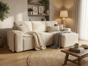 Rozkladacia obojstranná sedacia súprava do L SMART BOUCLE 232x143 cm, krémová