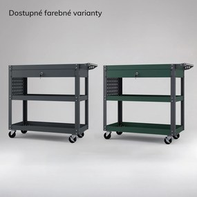 Dielenský nástrojový vozík so zásuvkou, na kolieskach, antracitový, 800x800x380 mm: FRED