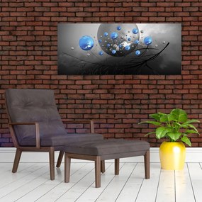 Obraz modrých abstraktných gulí (120x50 cm)