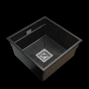 Gamma Decor 4445, 1-komorový granitový drez 440x450x215 mm, čierna so zlatými bodmi, GMA-ZLE000127