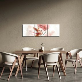 Obraz - Zajačik s balónikmi (s hodinami) (90x30 cm)