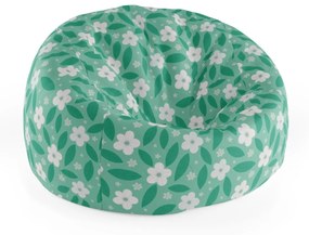 Sablio Sedací vak Cocoon Biele kvety s lístkami - 75 x 45 x 35 cm