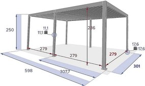 DEOKORK Záhradný hliníkový altánok MEGAN 6x3 m (ivory)