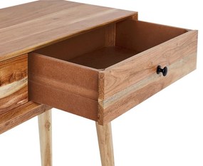 Konzolový stolík z akáciového dreva s 2 zásuvkami svetlé drevo FULTON Beliani