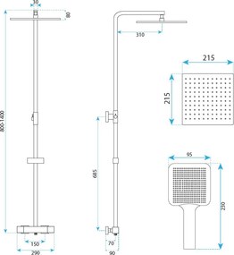 Rea Atrium, sprchový set s termostatom, zlatá matná, REA-P8922