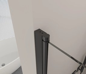 Erga Berlin, sprchový kút so skladacími dverami 70(dvere) x 120(stena) x 195 cm, 6mm číre sklo, čierny profil, ERG-V02-BERLIN-D070G120-CL-BK