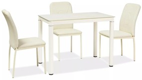 Jídelní stůl Galant 100 cm sklo/krémový