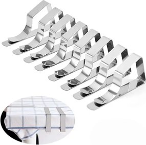 Kovové úchyty na obrus strieborné (8 ks)