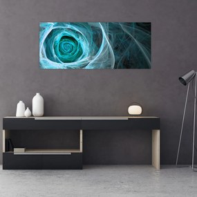 Obraz - Abstraktné ruže modrá s čiernym pozadím (120x50 cm)