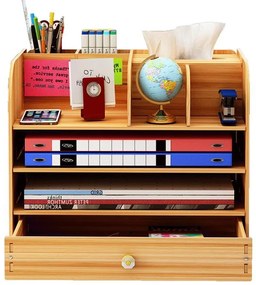 DIY zakladač na A4 dokumenty, písacie potreby a vreckovky so zásuvkou tmavé drevo B3S Tmavé drevo