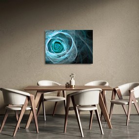 Sklenený obraz - Abstraktné ruže modrá s čiernym pozadím (70x50 cm)