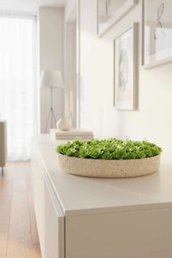 Dekoračná miska ORYVEN, sklolaminát s drážkami, priemer 30 cm, béžová