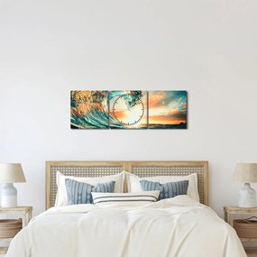Obraz - Vlna (s hodinami) (90x30 cm)