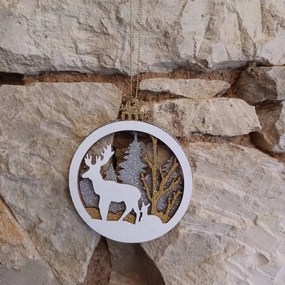 DECOLED Ozdoba, jeleň, 8,5 cm, drevená