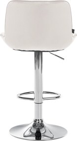 Barová stolička Vonore - zamat, chróm rám - Krémová