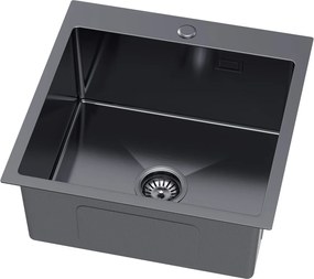 Erga HD, 1-komorový oceľový drez 500x500x210 mm, grafitová, ERG-MLS-HD5050B