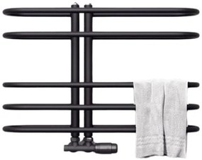 Regnis LEVEL, vykurovacie teleso 600x530mm so stredovým pripojením 50mm, 215W, čierna matná, LEVEL530/600/D50/BLACK