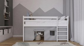 Detská vyvýšená posteľ z masívu borovice PORTO - 200x90 cm - biela