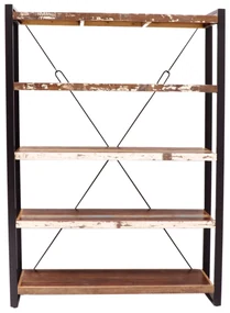 furniture-nabytek.cz - Police na knihy 160x200x35 z kovu a dreva mango