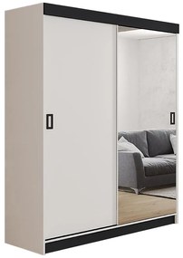 Skriňa Retro 1l 138 zrkadlo biely/čierna Mat