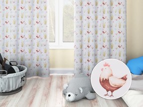 Biante Detský bavlnený záves Sandra SA-752 Sliepočky a húsky na bielom 150x160 cm