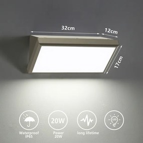 Brilagi - LED Vonkajšie nástenné svietidlo TRIANGLE LED/20W/230V šedá IP65