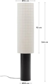 Biela/čierna stojacia lampa s textilným tienidlom (výška 142 cm) Dulan – Kave Home