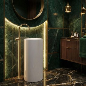 Rea Lungo, voľne stojaca umývadlová batéria, zlatá matná, REA-B4304