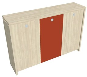 Stredná šatníková skriňa Verno 188 x 46 x 130 cm, kombinované dvere, agát / oranžová