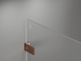 Mexen Lunar-F, 1-krídlový sprchový kút so skladacími dverami, ľavý, 85 x 80 cm, 8mm číre sklo, ružové zlato profil, 836-085-080-60-00-L