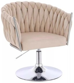 LuxuryForm DESIGN Stolička NORDEN VELUR na striebornom tanieri - krémová