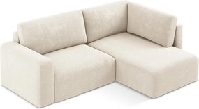 Krémovobiela ženilková rozkladacia/s úložným priestorom rohová pohovka (pravý roh/do L) Kona – Makamii